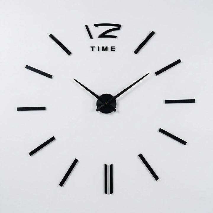 Easy-to-install DIY wall clock kit, elegant mirror design, large numbers for modern living spaces.