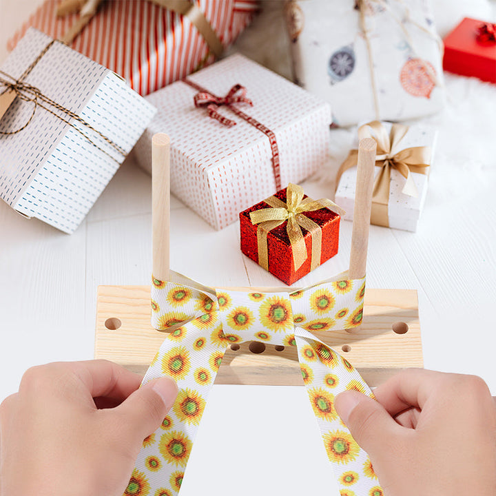 DIY ribbon bow maker tool crafting wooden jig perfect for gift wrapping and decoration projects