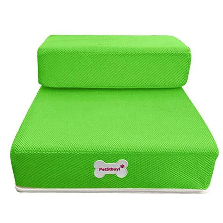 Comfortable foam pet stairs with non-slip base for senior dog & cat bed access & joint care.