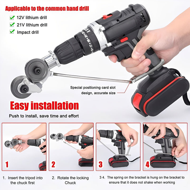 Drill Powered Cutting Tool: Efficiently shear sheet metal, perfect for fabrication and workshop tasks.