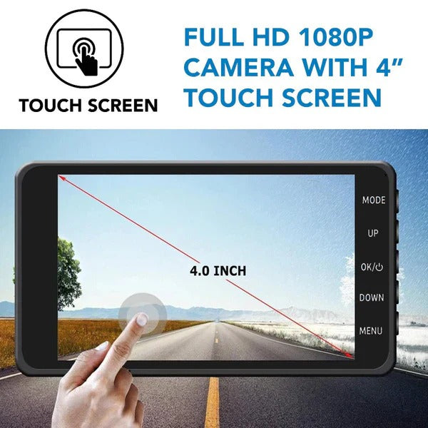 High-definition dual dash cam with 1080p front and rear cameras, advanced night vision, G-sensor for reliable driving record.