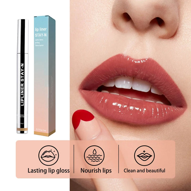 Swatches of Dual-Ended Precision Lip Liner on skin, displaying rich pigmentation and smooth application for beauty.