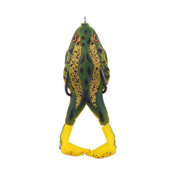 Soft fishing bait, frog imitation with dual propellers for dynamic topwater action