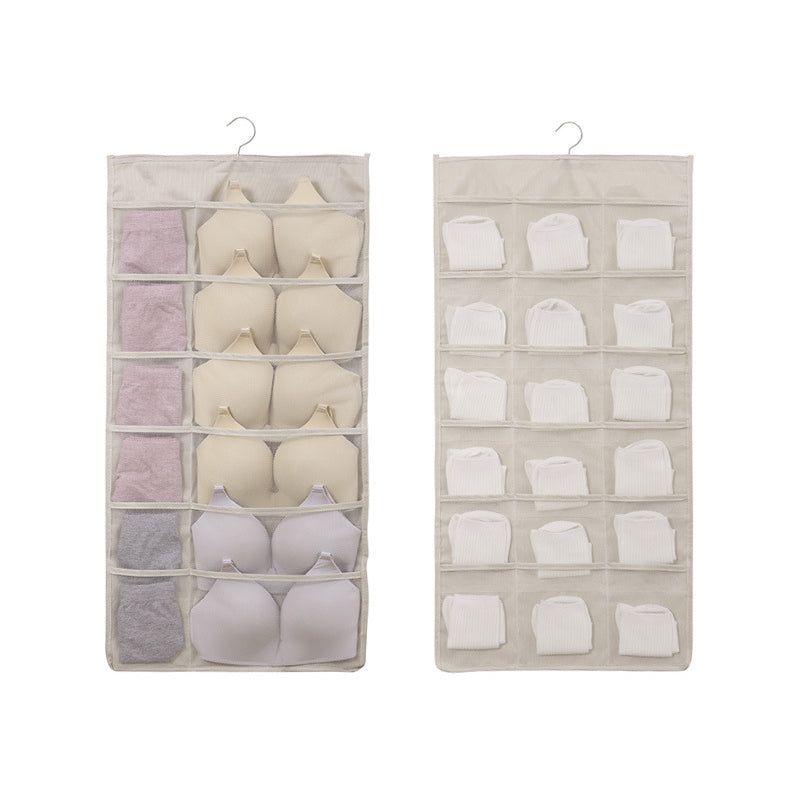 Dual-sided organizer featuring a top hook, ready to hang in any closet or on a door.