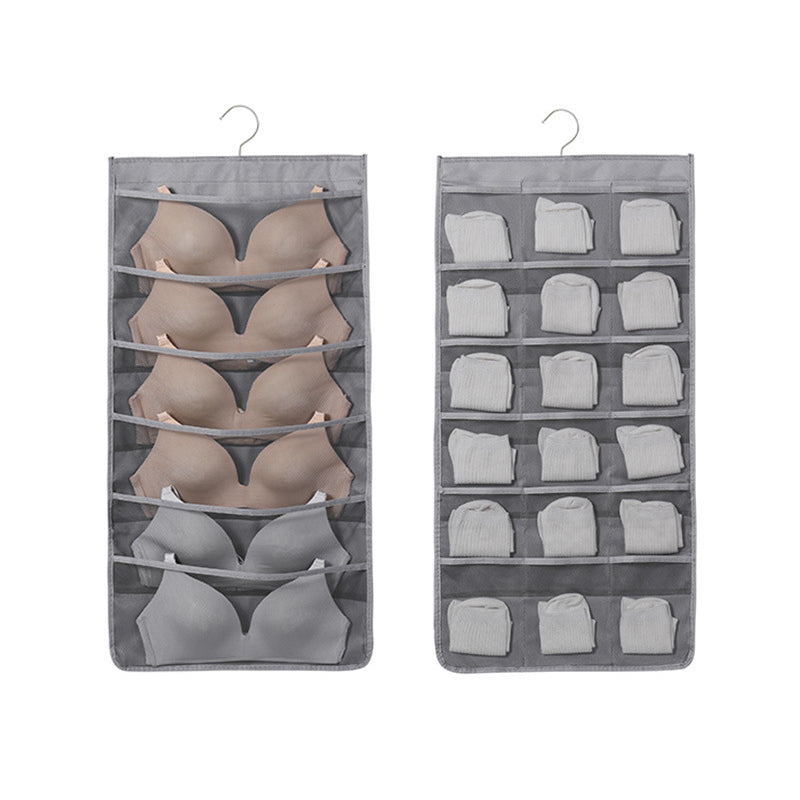 Compact hanging closet organizer, perfect for optimizing storage in a small apartment.