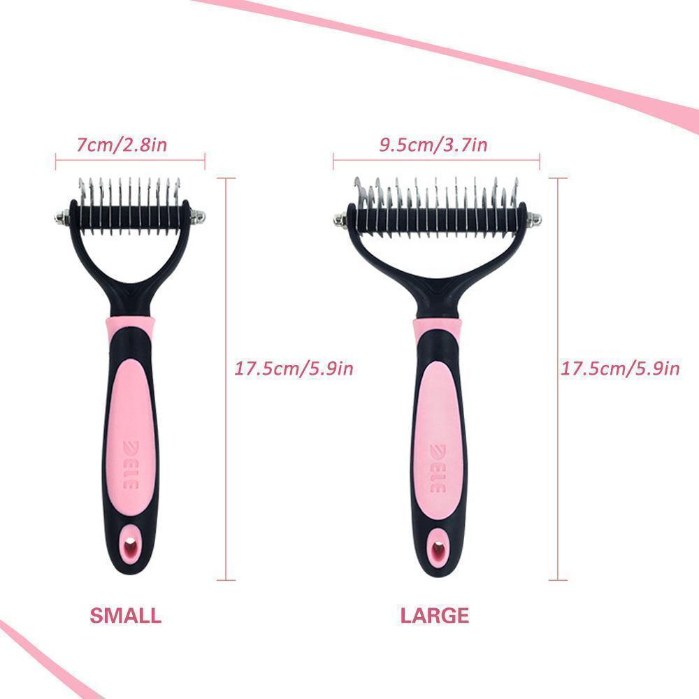 Pet dematting comb with a comfortable grip, perfect for regular dog and cat grooming sessions. Deshedding.