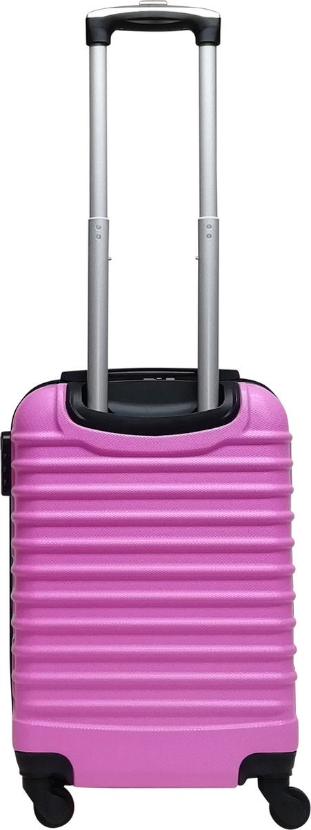 Vibrant pink 2-piece hardshell travel luggage set, durable and unisex, with reliable spinner wheels.