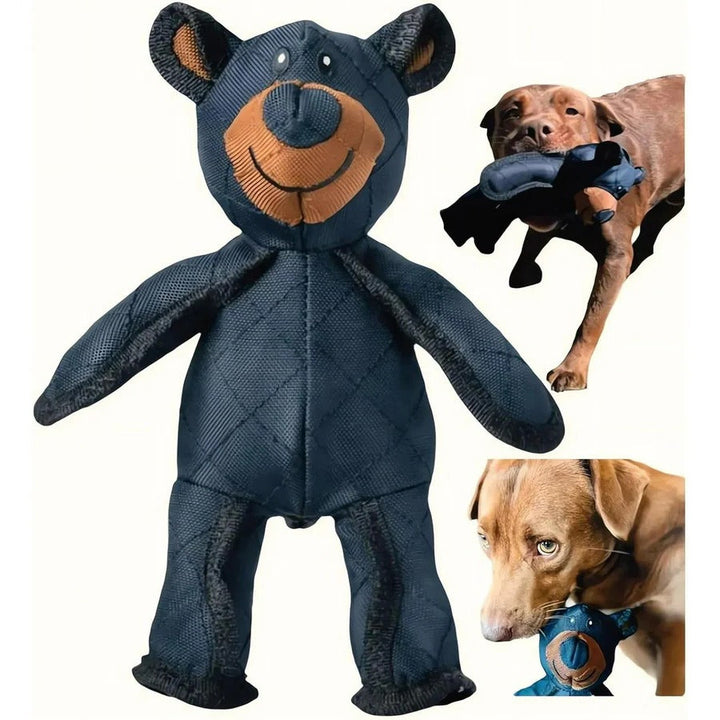 Durable bear dog toy, designed for power chewers. A tough interactive pet accessory.