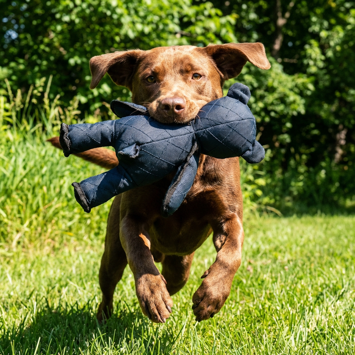 Interactive squeaky bear chew toy for power chewers. Durable pet accessory for strong dogs.