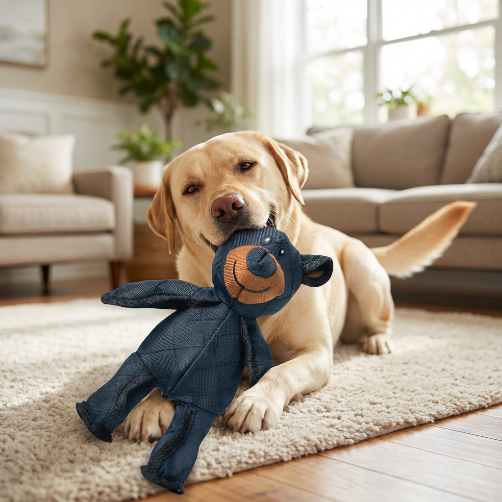 Tough, durable bear dog toy for power chewers. Ideal interactive chew toy for aggressive dogs.