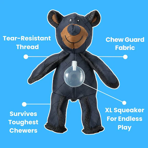 Interactive bear dog toy, a tough & durable chew toy for power chewers. Great pet accessory.