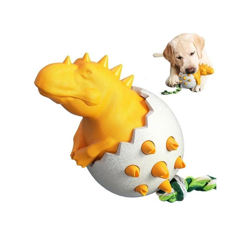 Ergonomically designed dinosaur egg dog toy, supporting healthy chewing habits and dental health for dogs.