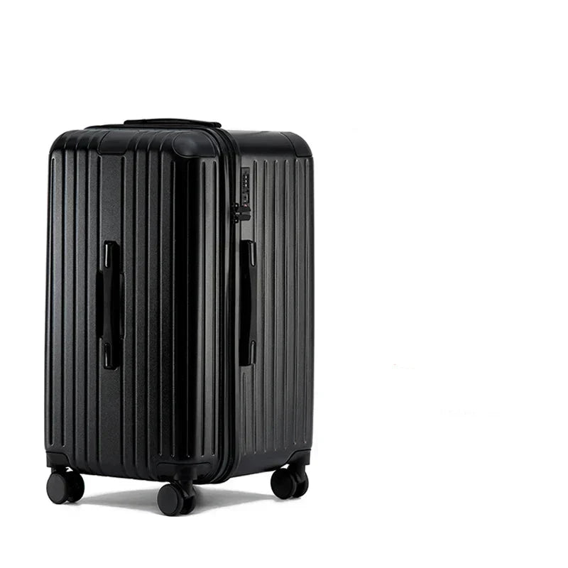 Durable hard shell luggage, Milano Voyager, in black, perfect for secure travel with expandable capacity.