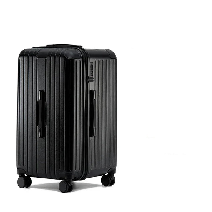 Durable hard shell luggage, Milano Voyager, in black, perfect for secure travel with expandable capacity.
