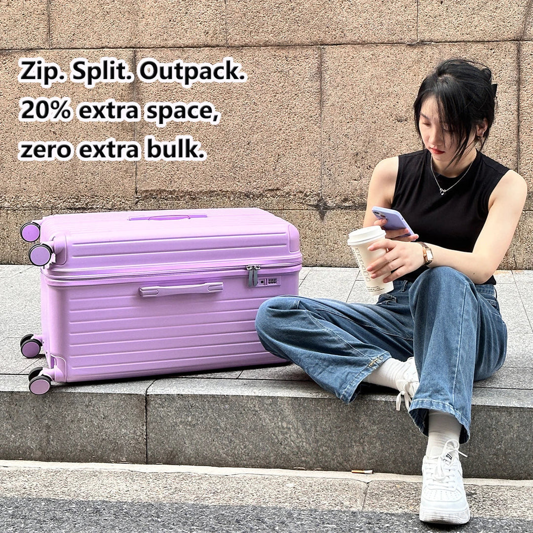 Expandable hard shell luggage, Milano Voyager, featuring silent spinner wheels for smooth, effortless travel.