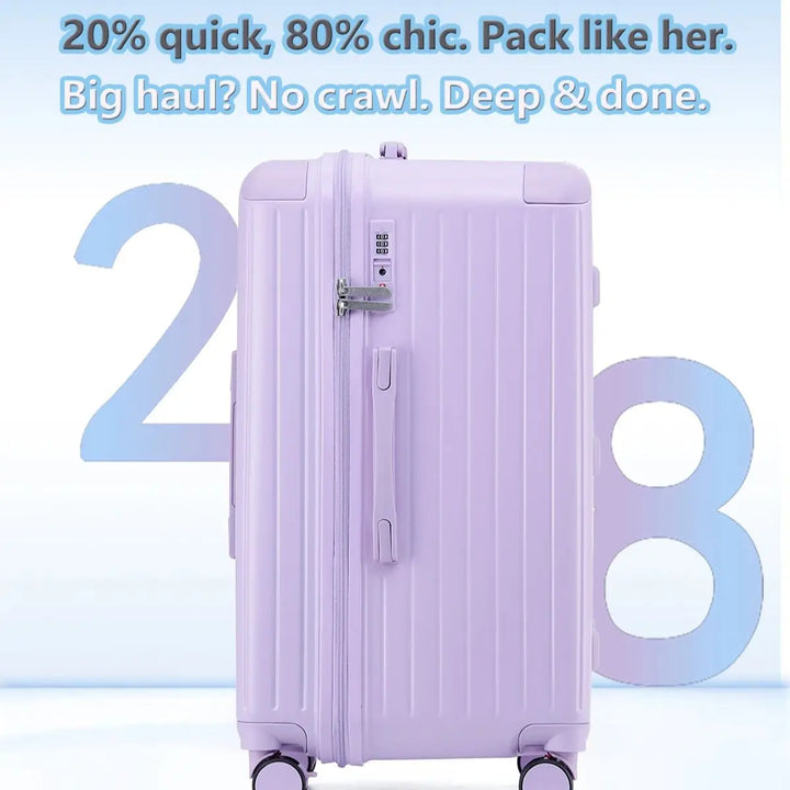 Versatile hard shell carry-on or checked luggage with spacious interior, ideal for any vacation.