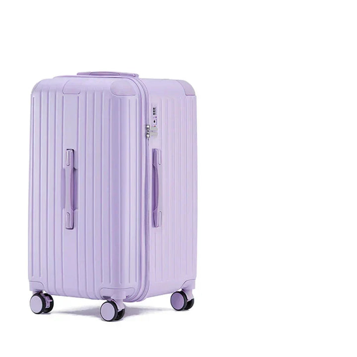 Interior view of expandable hard shell luggage, Milano Voyager, showing organized packing compartments.