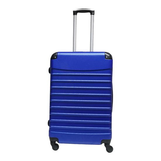 Hardshell checked luggage, impact-resistant, with spinner wheels for convenient international travel.