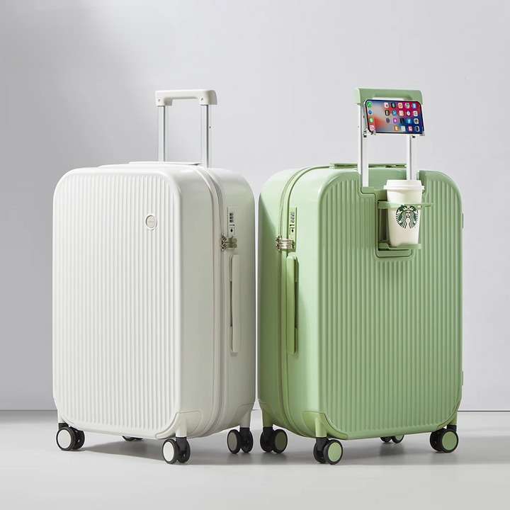 Durable hardshell spinner suitcase for travel, featuring smooth-rolling wheels & sturdy design for vacation or business.