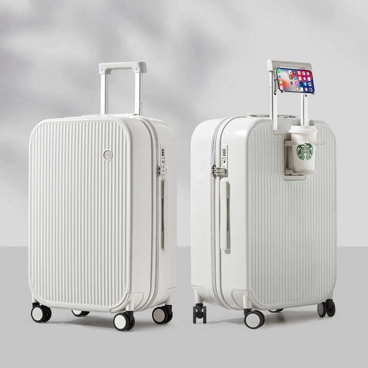 Protective hardshell spinner suitcase for secure travel, keeping belongings safe on business trips or vacations.