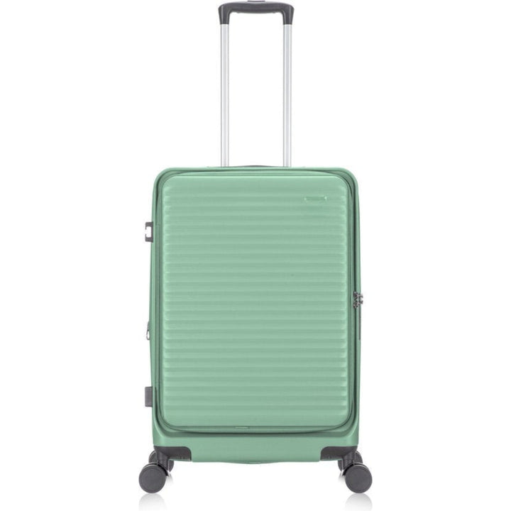 Durable hardshell suitcase, "Vienna" series, with laptop compartment & spinner wheels for travel.