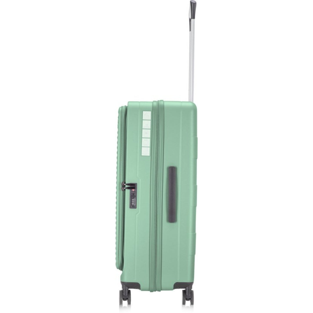 Durable hardshell travel bag, "Vienna" model, with laptop compartment & smooth multi-directional spinner wheels.