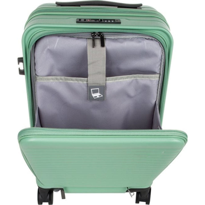 Robust "Vienna" hardshell suitcase with a secure laptop compartment, perfect for modern vacation luggage.