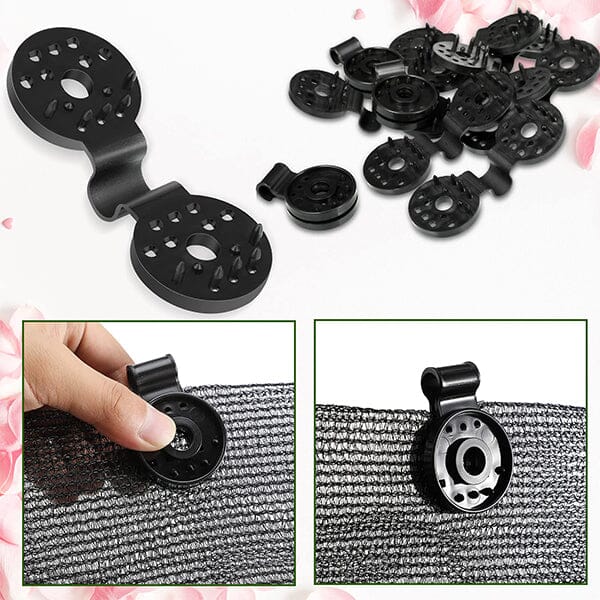 Durable plastic shade net clips for garden & plant protection, easy install on mesh fabric