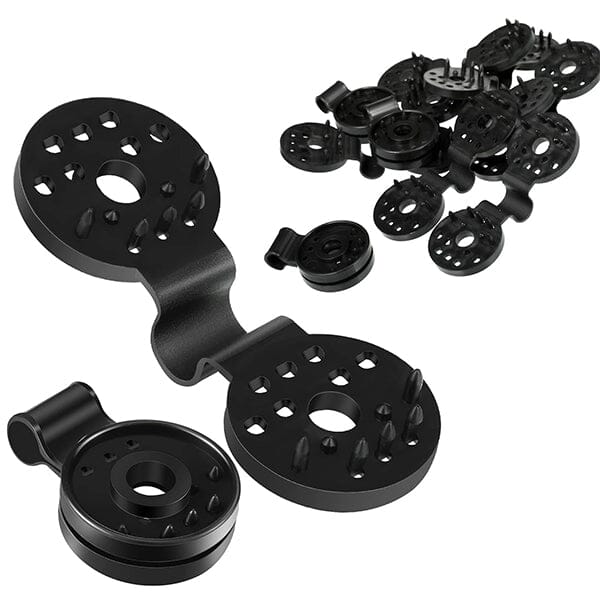 Durable plastic garden clips attached to a green shade net, ensuring secure plant protection