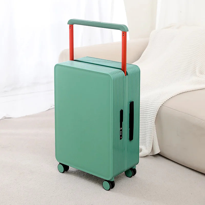 Spacious checked luggage, durable hard shell design for business trips & extended travel.