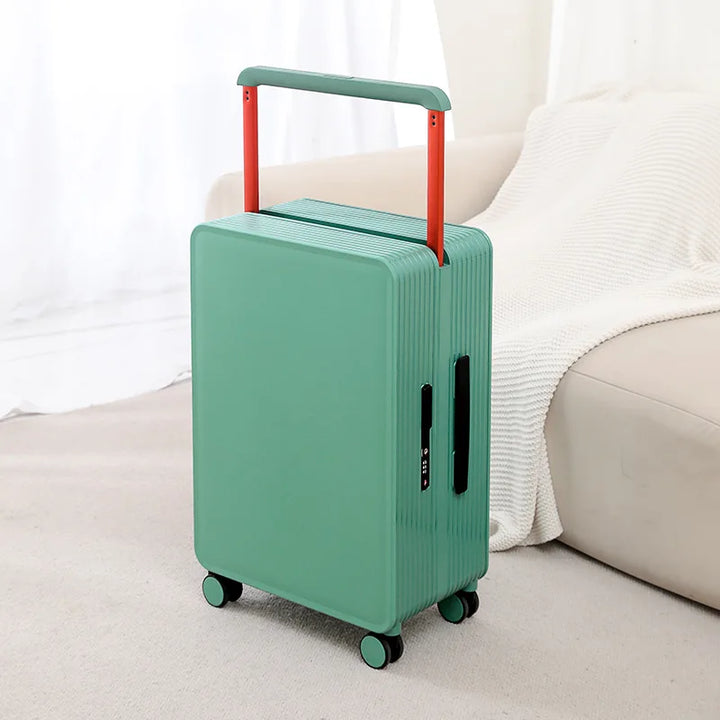 Spacious checked luggage, durable hard shell design for business trips & extended travel.