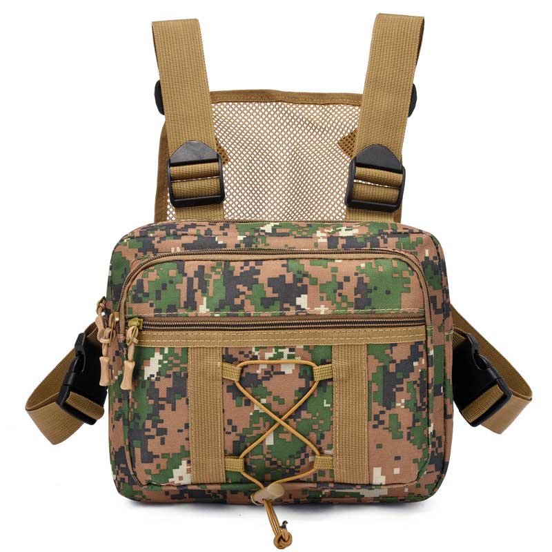 Practical utility chest rig bag, water-resistant, durable design for tactical and outdoor adventures.