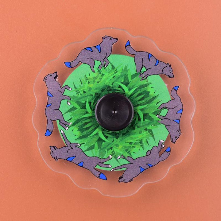 Close-up of the Portable Dynamic Animated Fidget Spinner, highlighting its intricate patterns as a hand spinner.