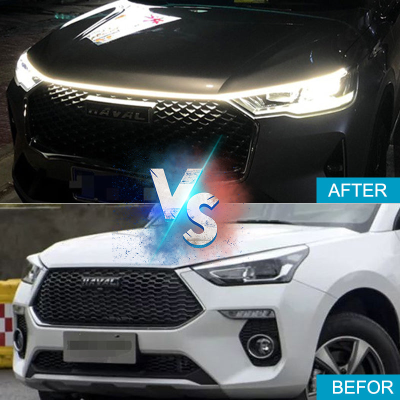 Automotive exterior dynamic LED strip light, waterproof and flexible for car hood customization
