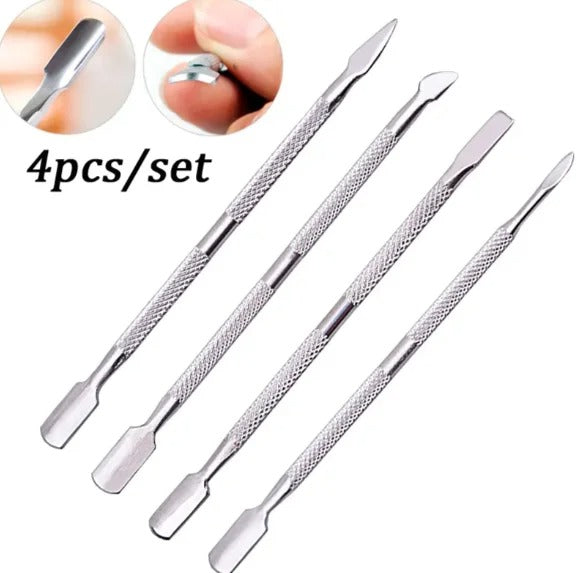 Unisex Stainless Steel Double-Ended Cuticle Pusher Tool
