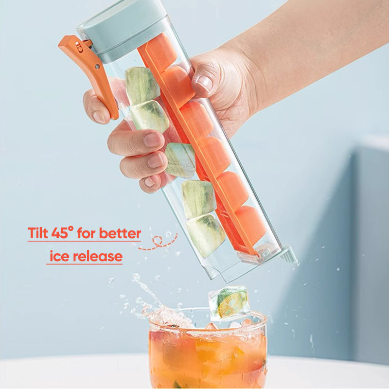 Set of two easy-release ice cube trays for freezer, ideal for refreshing beverages
