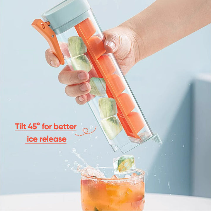 Set of two easy-release ice cube trays for freezer, ideal for refreshing beverages