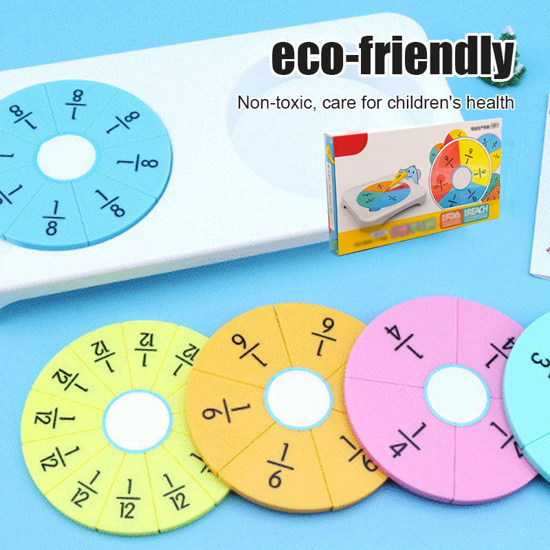 Math fractions toy for kids; a visual and tactile learning resource for understanding fractional concepts.