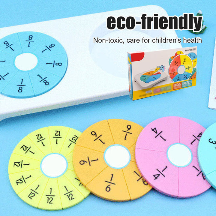 Math fractions toy for kids; a visual and tactile learning resource for understanding fractional concepts.