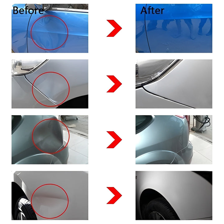 Comprehensive minor dent repair kit with durable stainless steel tools for car care and home improvement DIY.