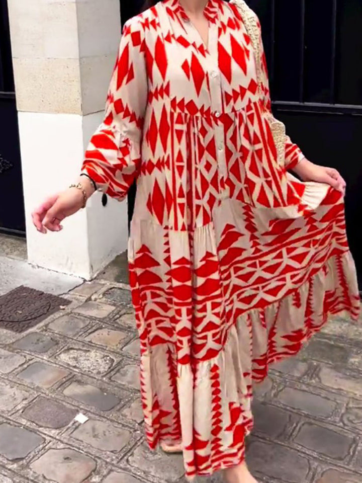 Women's casual Flowy Maxi Dress, perfect beachwear & vacation outfit. Loose-fit and long for summer comfort.