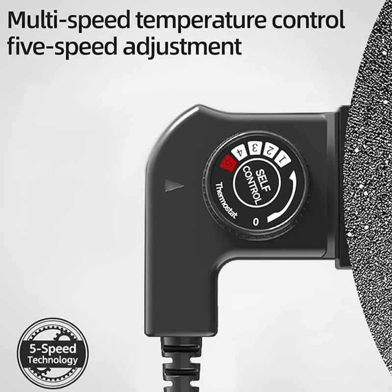 Close-up of the smokeless electric grill's non-stick surface and temperature control dial.