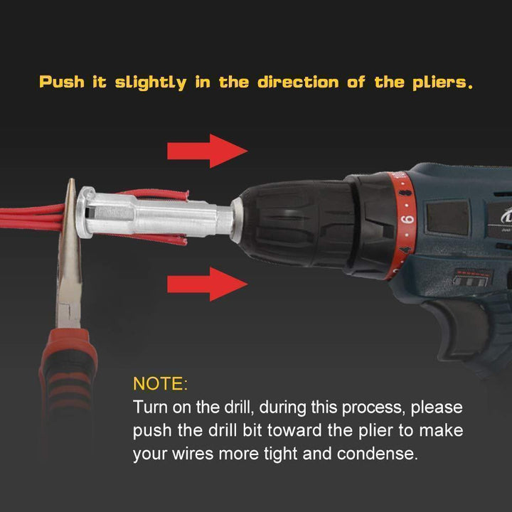 Detailed view of electrician's tool, highlighting features for efficient wire preparation and twisting