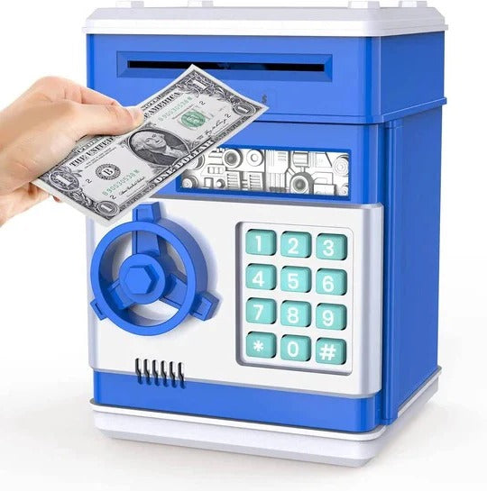 Electronic piggy bank ATM with code lock, perfect for kids' smart saving and financial education.
