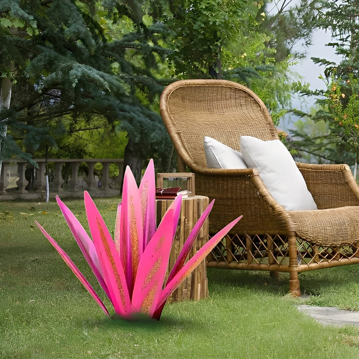 Elegant TavvitaImp008 metal agave sculpture, unique rustic garden & patio decor. A stunning home accent.