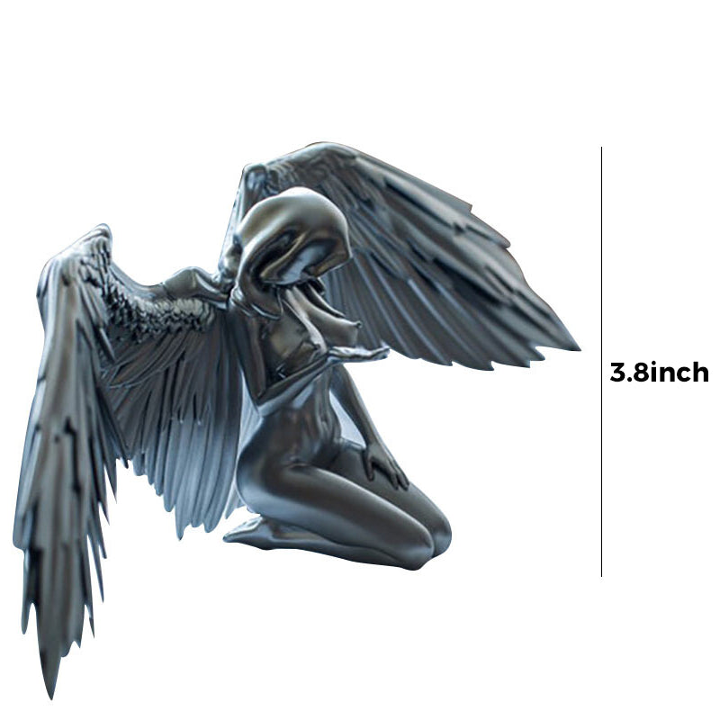 Side profile of a graceful angel wings kneeling figurine, a thoughtful home decor accent