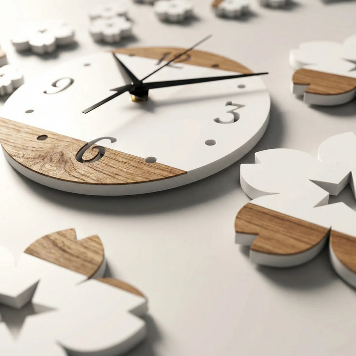 Black butterfly wall clock with delicate floral design. Elegant, modern quartz clock for nature-inspired decor.
