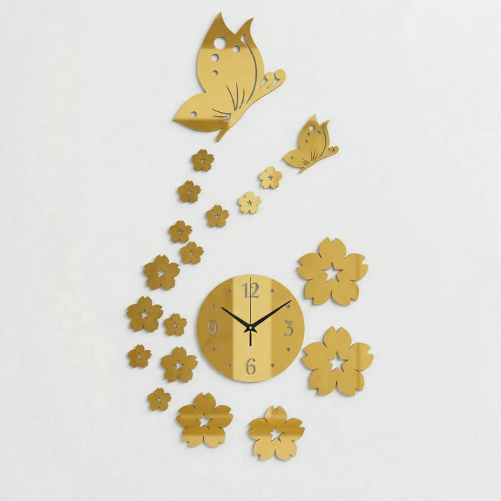 Artistic black butterfly wall clock. Elegant, nature-inspired design with quartz movement for stylish home decor.