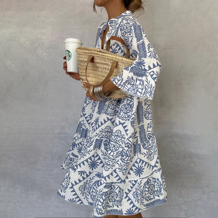Elegant floral boho maxi dress for women, perfect for spring fashion & vacation wear. Features a beautiful floral print.