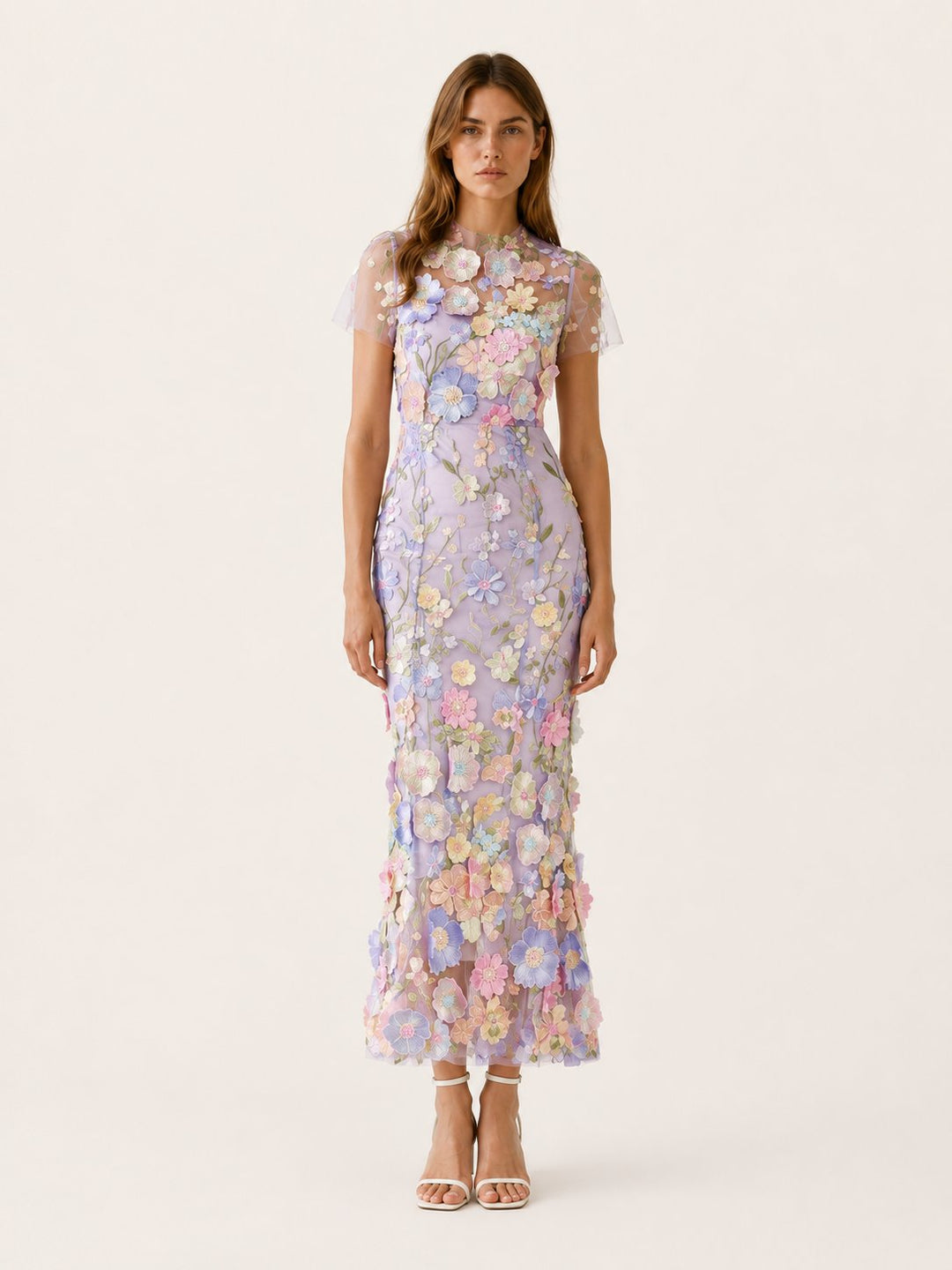 Beautiful floral print midi dress, an elegant wedding guest or party dress. Perfect for spring/summer.